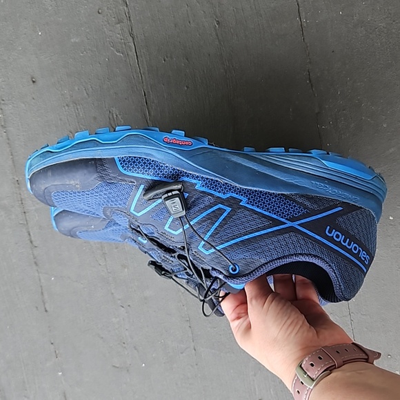 Salomon ortholite blue low hiking sneakers man's size 8 no tangle lasing system - Picture 4 of 7
